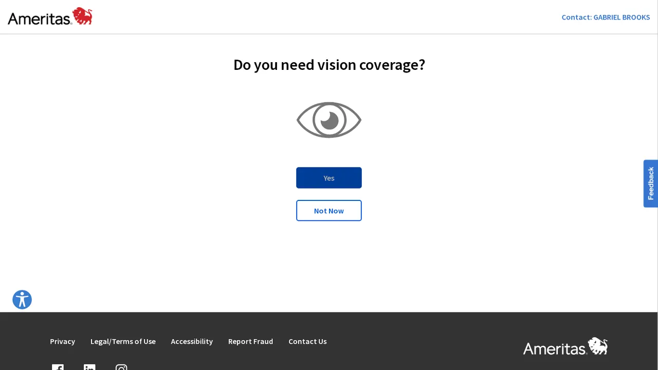 Add vision or skip it (Ameritas website screenshot)