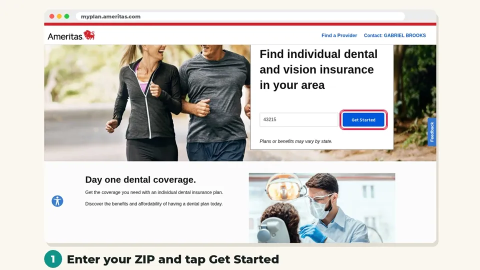 Enter your ZIP code (Ameritas website screenshot)