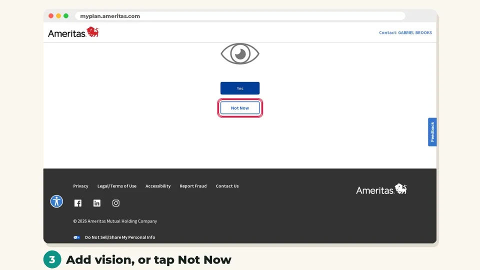 Add vision or skip it (Ameritas website screenshot)
