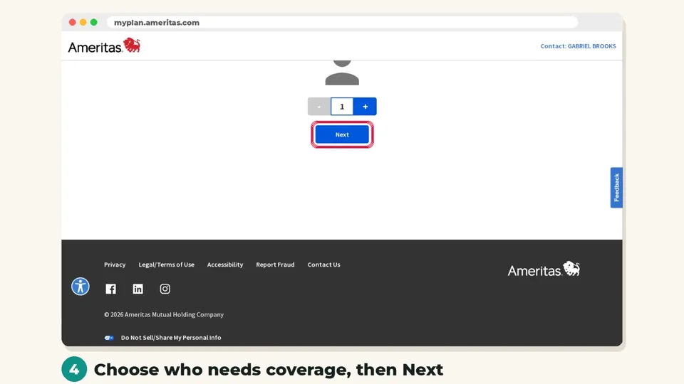Choose who needs coverage (Ameritas website screenshot)